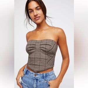 Free People Plaid Tube Top